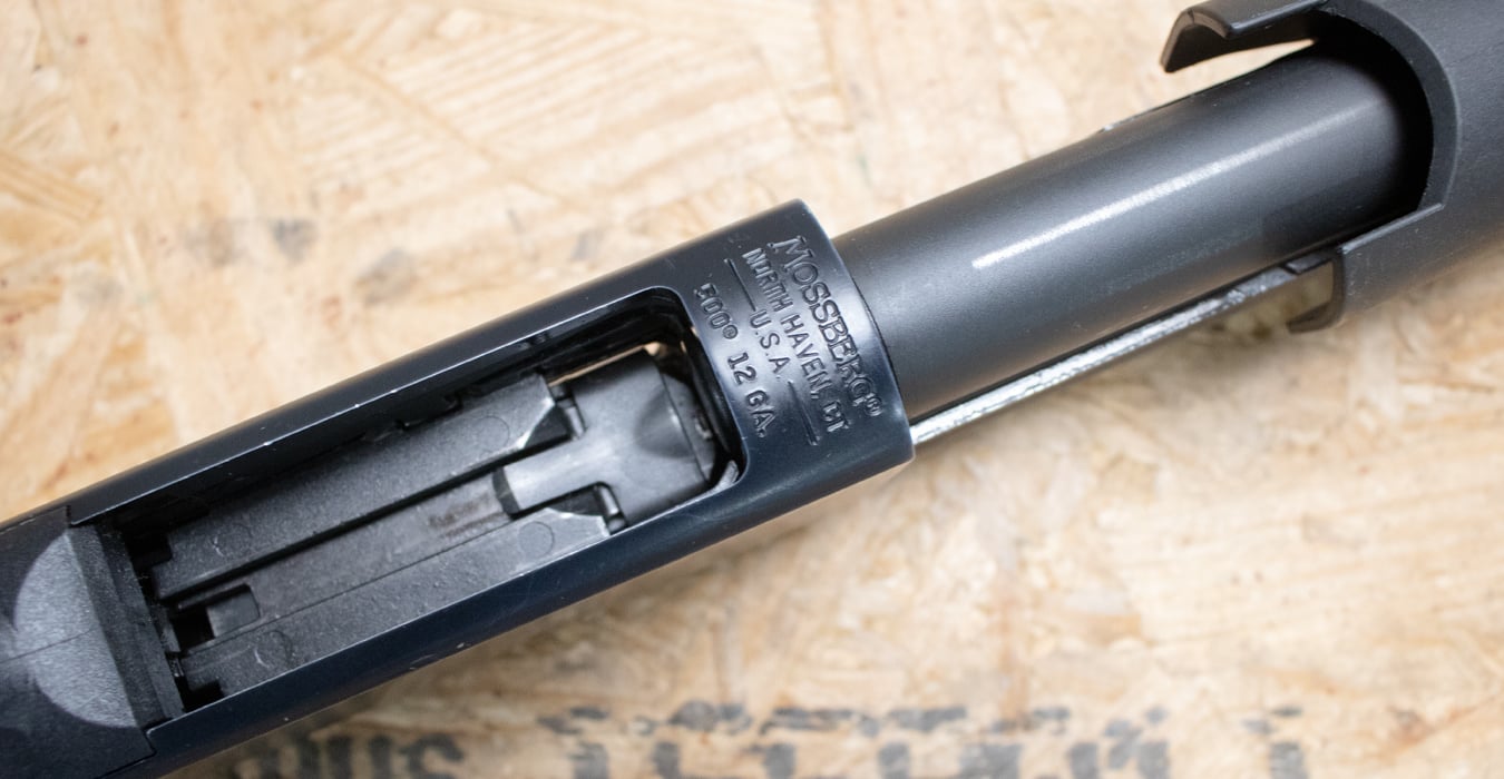 MOSSBERG 500 12 Gauge Police Trade-In Shotgun with Synthetic Stock, Scope Mount, and Rifled Barrel